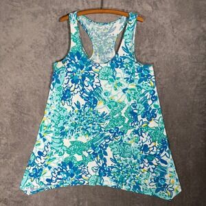 Lilly Pulitzer In A Pinch Monterey Floral‎ Racerback Tank Dress XL Blue Green
